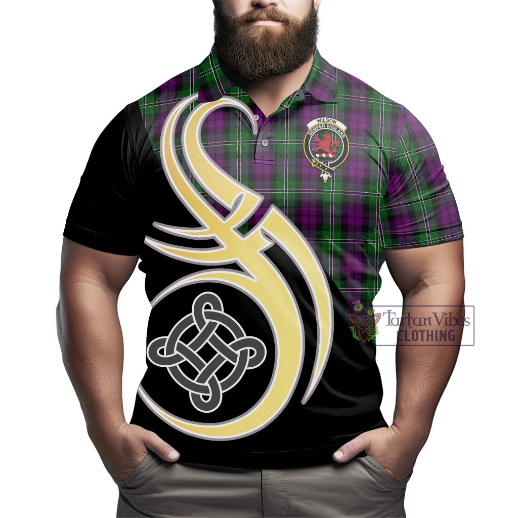 Wilson Tartan Polo Shirt with Family Crest and Celtic Symbol Style - Tartan Vibes Clothing
