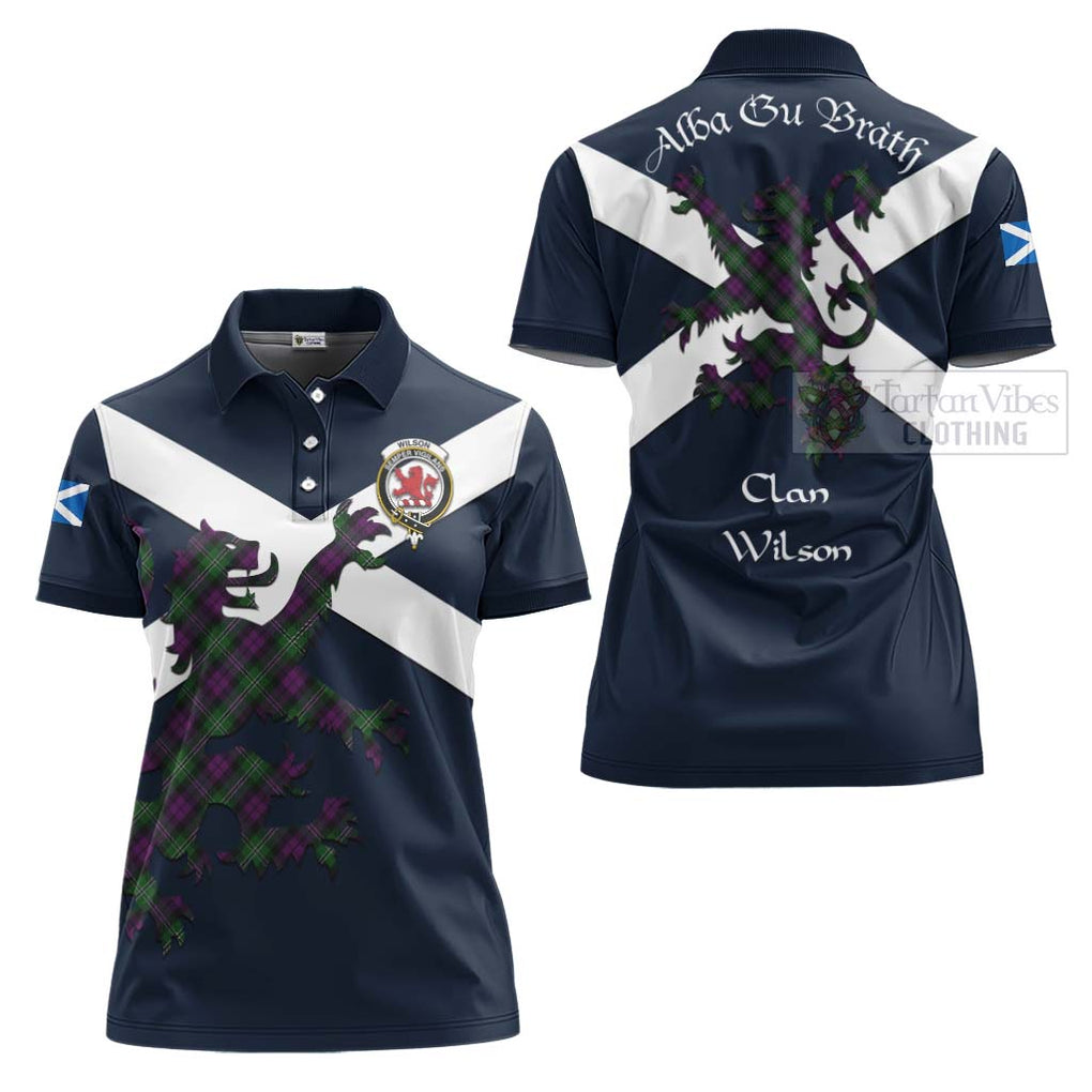 Tartan Vibes Clothing Wilson Tartan Lion Rampant Women's Polo Shirt – Proudly Display Your Heritage with Alba Gu Brath and Clan Name