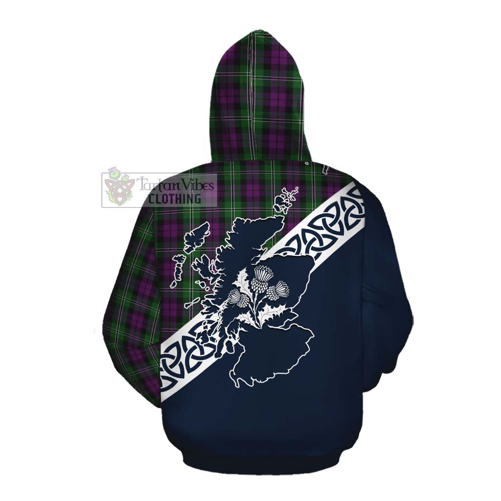 Tartan Vibes Clothing Wilson Tartan Cotton Hoodie Featuring Thistle and Scotland Map