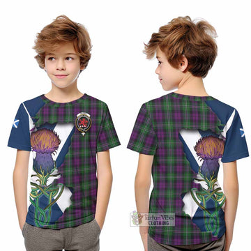 Tartan Vibes Clothing Wilson Tartan Family Crest Kid T-Shirt Scottish Thistle Celtic Inspired