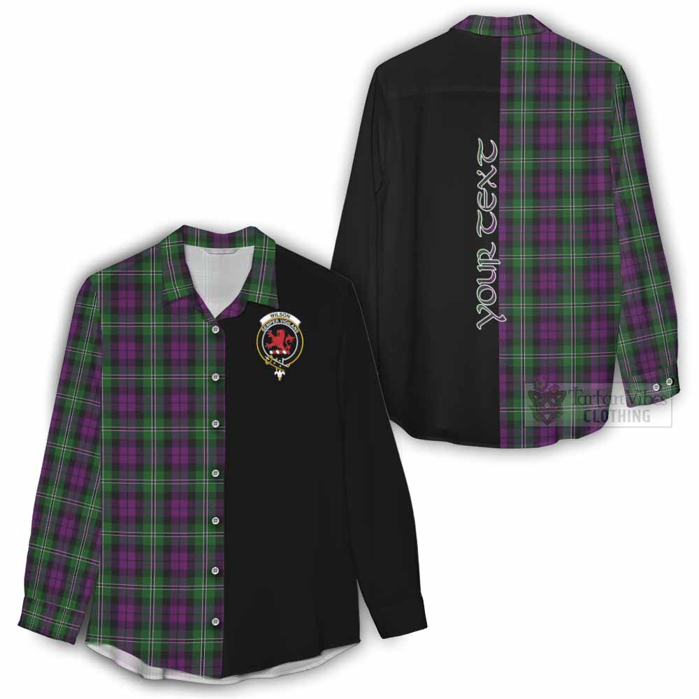 Tartan Vibes Clothing Wilson Tartan Women's Casual Shirt with Family Crest and Half Of Me Style