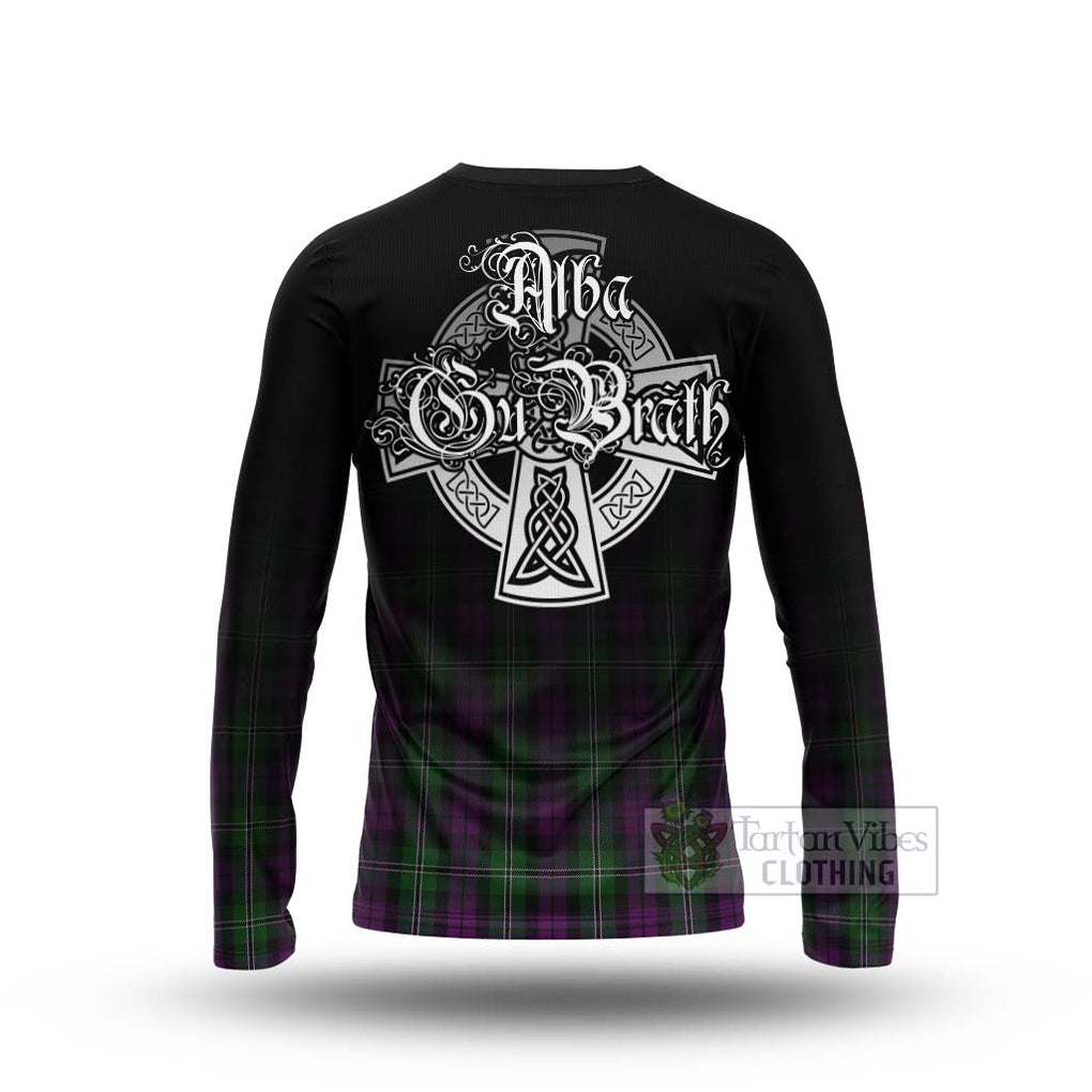 Tartan Vibes Clothing Wilson Tartan Long Sleeve T-Shirt Featuring Alba Gu Brath Family Crest Celtic Inspired