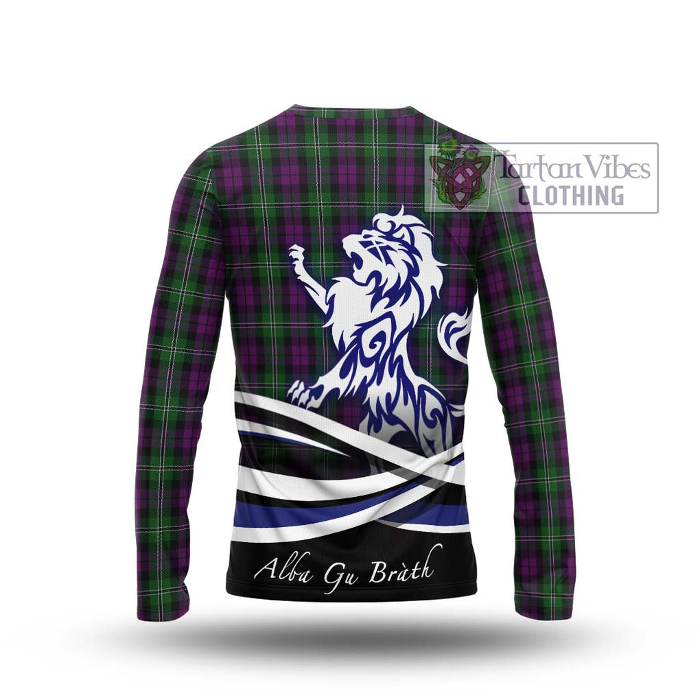 Wilson Tartan Long Sleeve T-Shirt with Alba Gu Brath Regal Lion Emblem - Tartanvibesclothing Shop