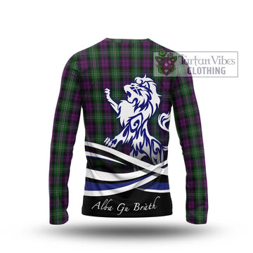 Wilson Tartan Long Sleeve T-Shirt with Alba Gu Brath Regal Lion Emblem - Tartanvibesclothing Shop