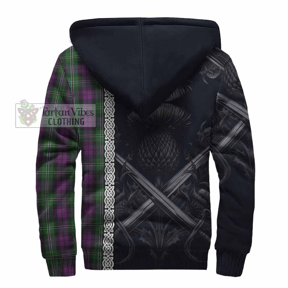 Tartan Vibes Clothing Wilson Tartan Sherpa Hoodie with Family Crest Cross Sword Thistle Celtic Vibes