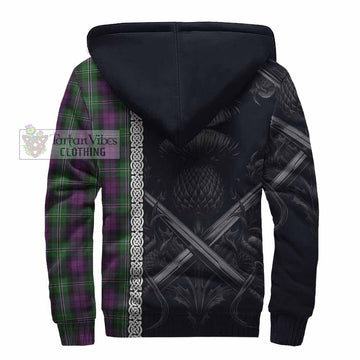 Tartan Vibes Clothing Wilson Tartan Sherpa Hoodie with Family Crest Cross Sword Thistle Celtic Vibes
