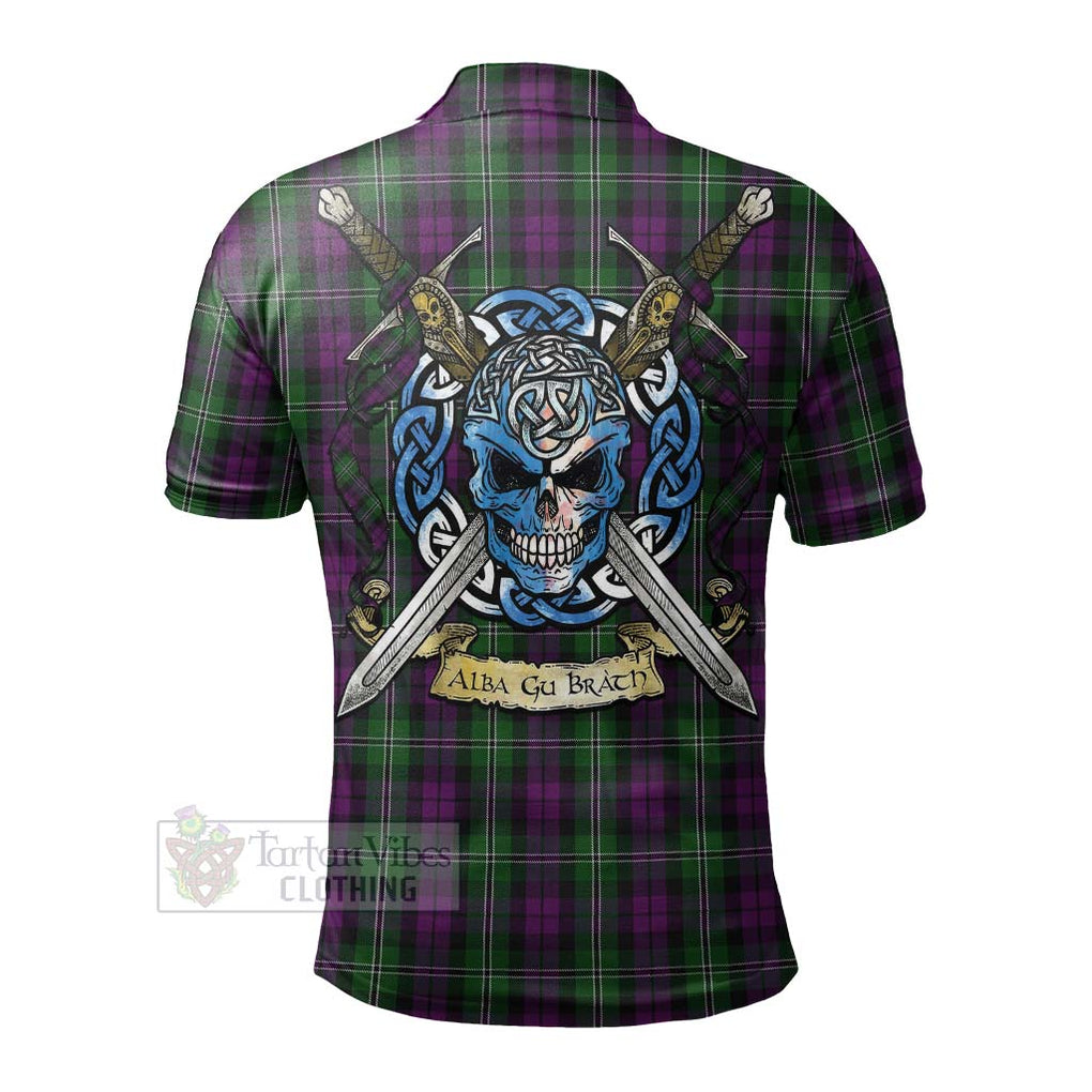 Tartan Vibes Clothing Wilson Tartan Polo Shirt with Family Crest Celtic Skull Style