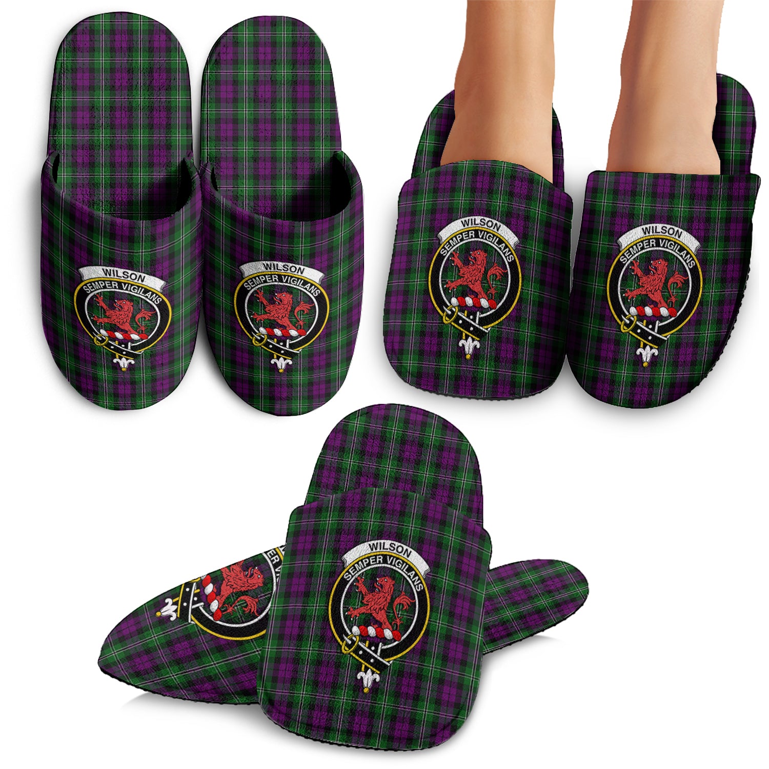 Wilson Tartan Home Slippers with Family Crest - Tartanvibesclothing Shop