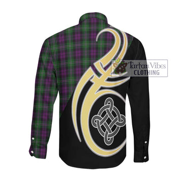 Wilson Tartan Long Sleeve Button Shirt with Family Crest and Celtic Symbol Style Men's Shirt - Tartan Vibes Clothing
