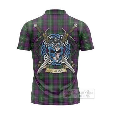 Tartan Vibes Clothing Wilson Tartan Zipper Polo Shirt with Family Crest Celtic Skull Style