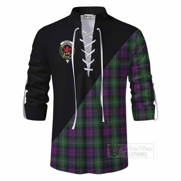 Tartan Vibes Clothing Wilson Tartan Ghillie Kilt Shirt with Family Crest and Military Logo Style