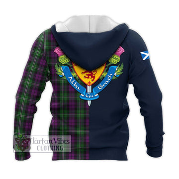 Tartan Vibes Clothing Wilson Tartan Knitted Hoodie with Scottish Lion Royal Arm Half Style