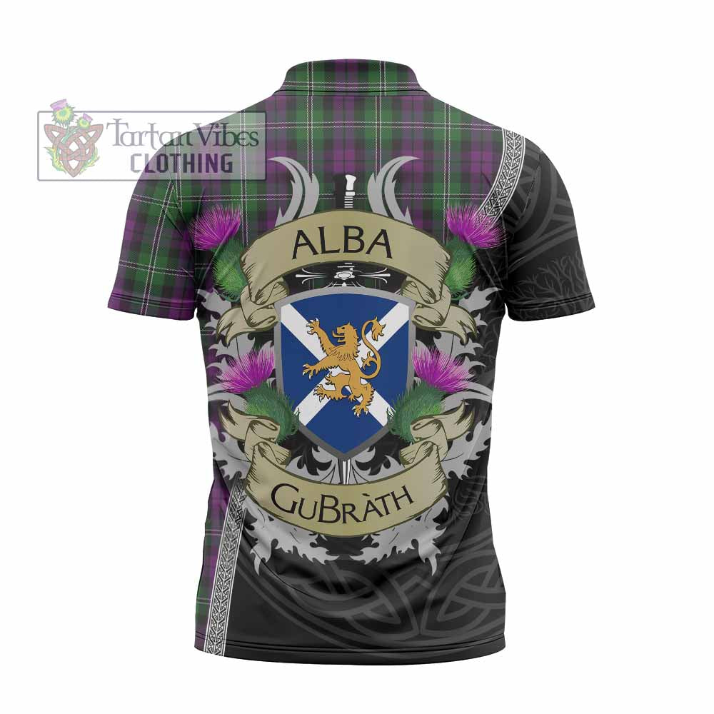 Tartan Vibes Clothing Wilson Tartan Family Crest Zipper Polo Shirt Lion Rampant Royal Thistle Shield Celtic Inspired