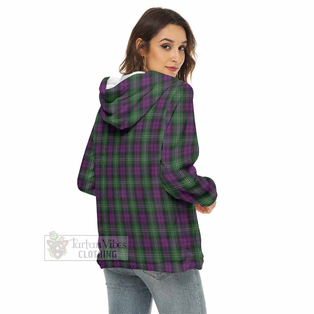 Tartan Vibes Clothing Wilson Tartan Crest Women's Borg  Half Zip Fleece Hoodie