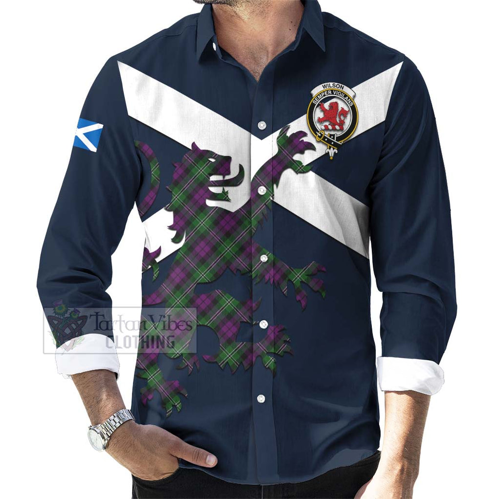 Tartan Vibes Clothing Wilson Tartan Lion Rampant Long Sleeve Button Shirt – Proudly Display Your Heritage with Alba Gu Brath and Clan Name