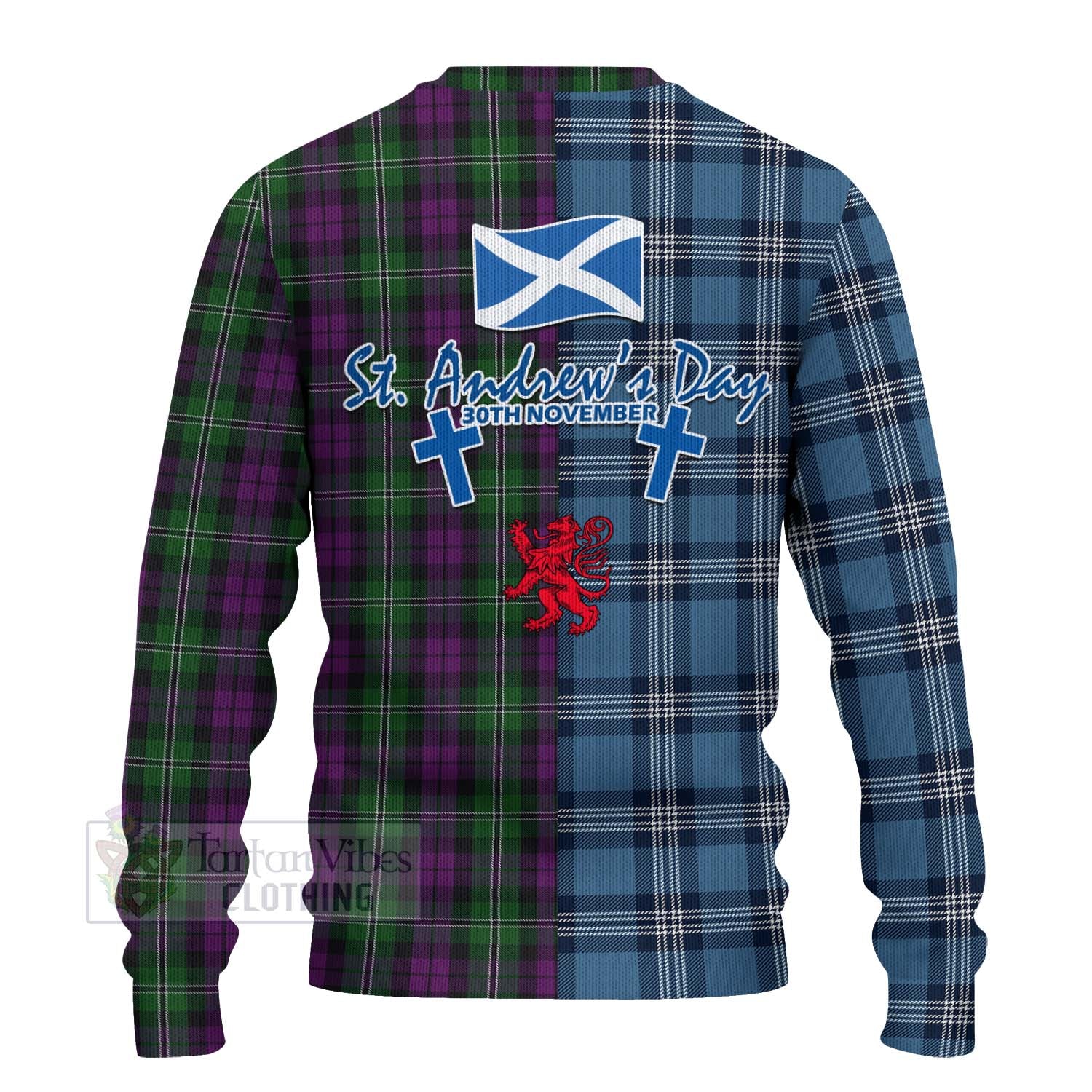 Tartan Vibes Clothing Wilson Tartan Knitted Sweater Happy St. Andrew's Day Half Tartan Style