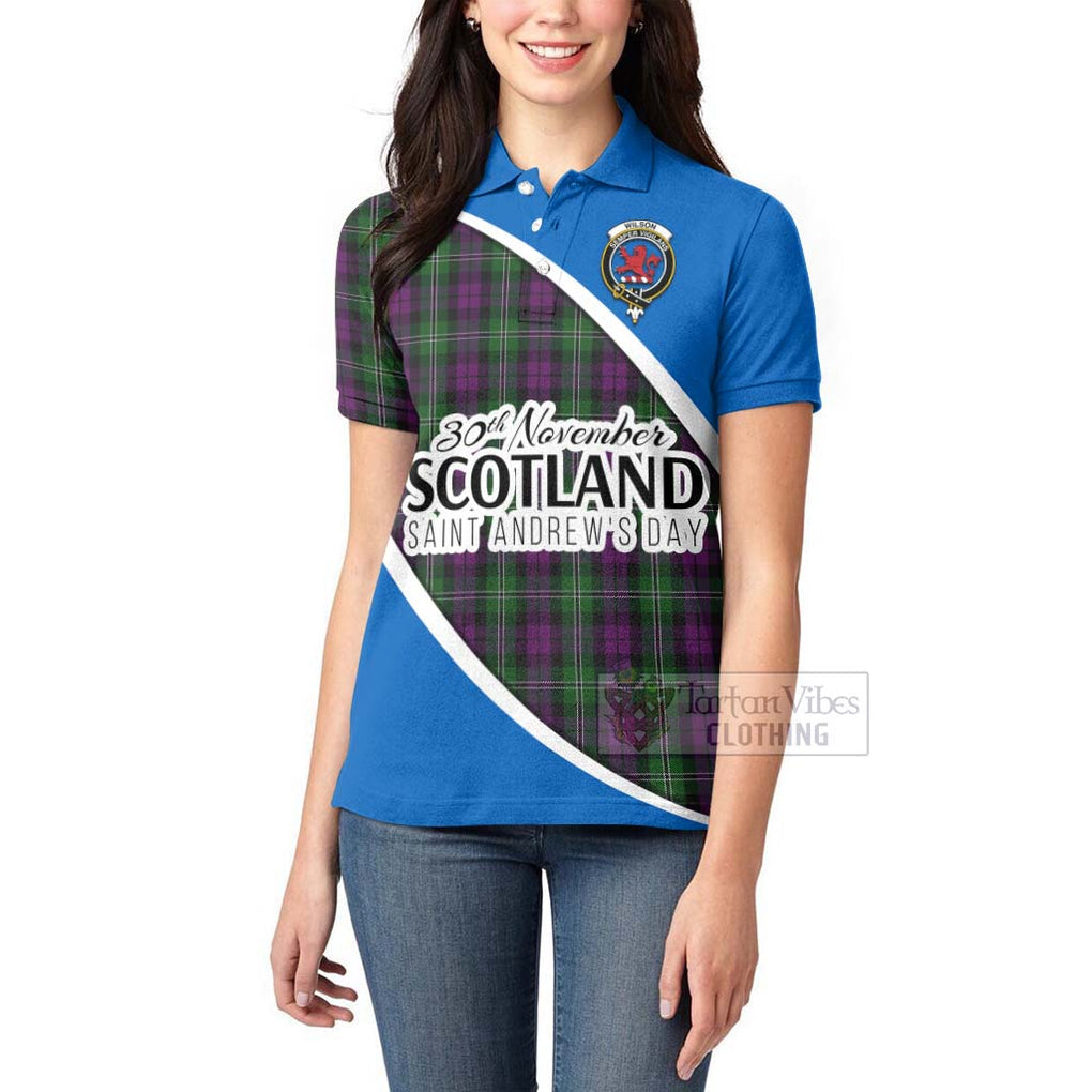 Tartan Vibes Clothing Wilson Family Crest Tartan Women's Polo Shirt Celebrate Saint Andrew's Day in Style