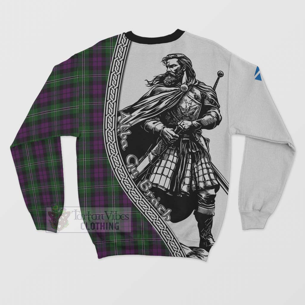 Tartan Vibes Clothing Wilson Tartan Clan Crest Sweatshirt with Highlander Warrior Celtic Style