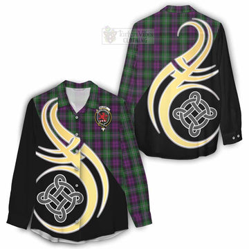 Tartan Vibes Clothing Wilson Tartan Women's Casual Shirt with Family Crest and Celtic Symbol Style