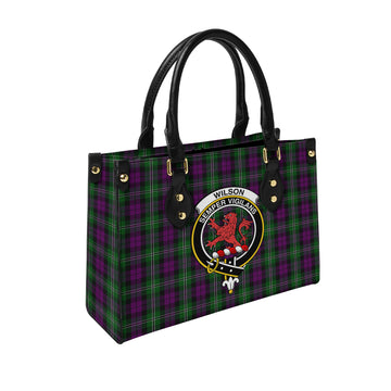 Wilson Tartan Leather Bag with Family Crest