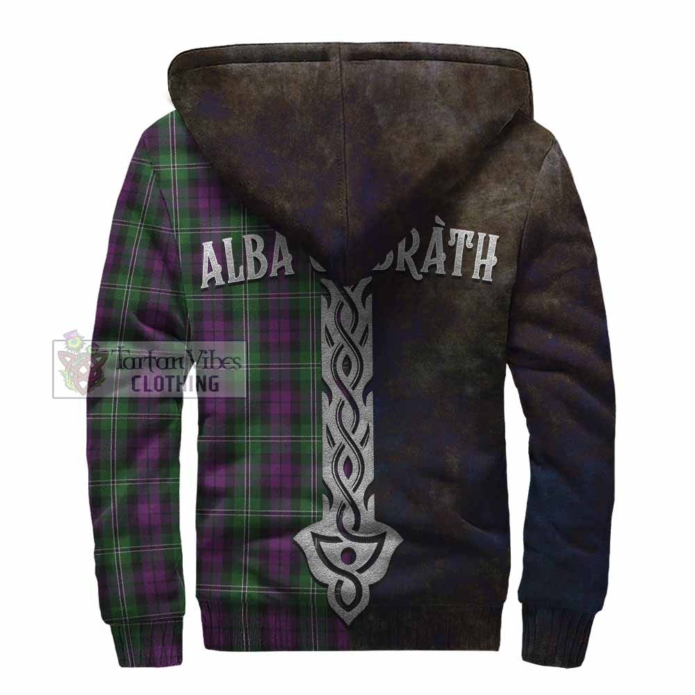 Tartan Vibes Clothing Wilson Tartan Family Crest Sherpa Hoodie Alba Gu Brath Be Brave Lion Ancient Style