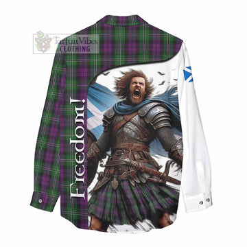 Tartan Vibes Clothing Wilson Crest Tartan Women's Casual Shirt Inspired by the Freedom of Scottish Warrior