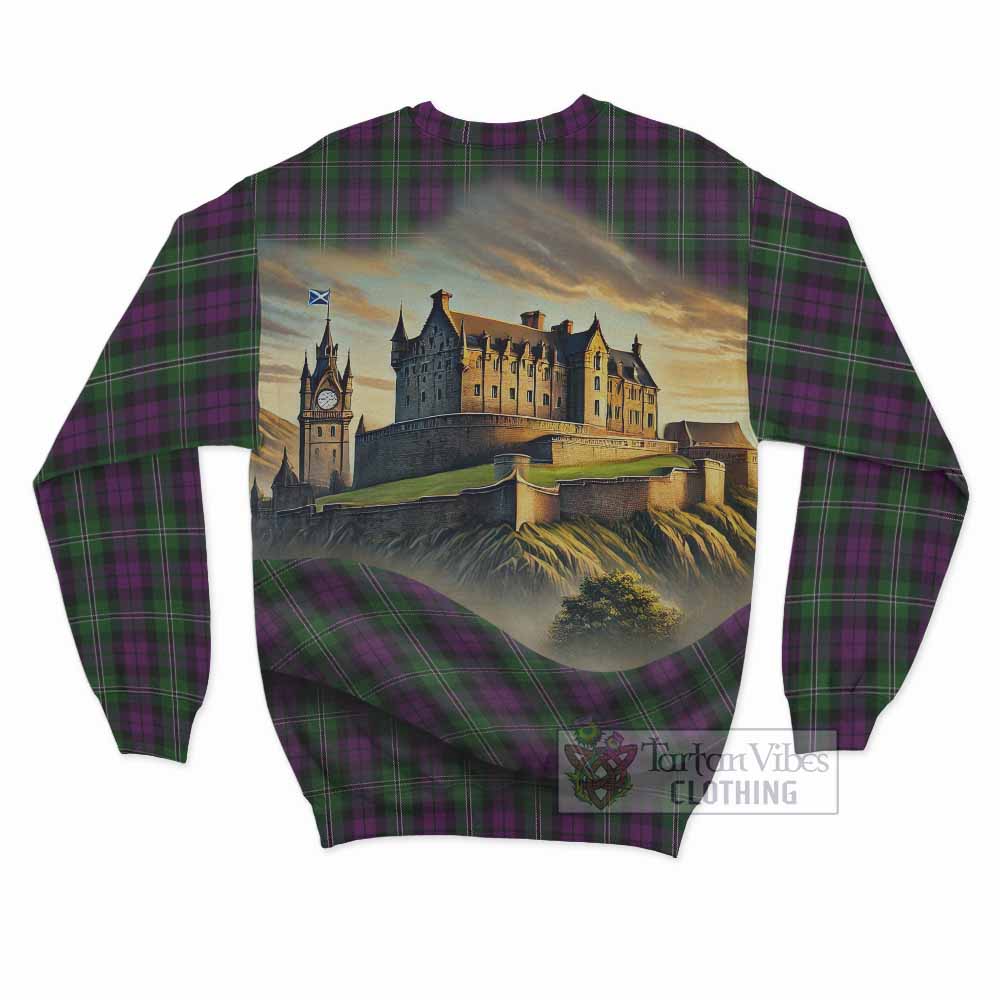 Tartan Vibes Clothing Wilson Tartan Family Crest Sweatshirt with Scottish Ancient Castle Style