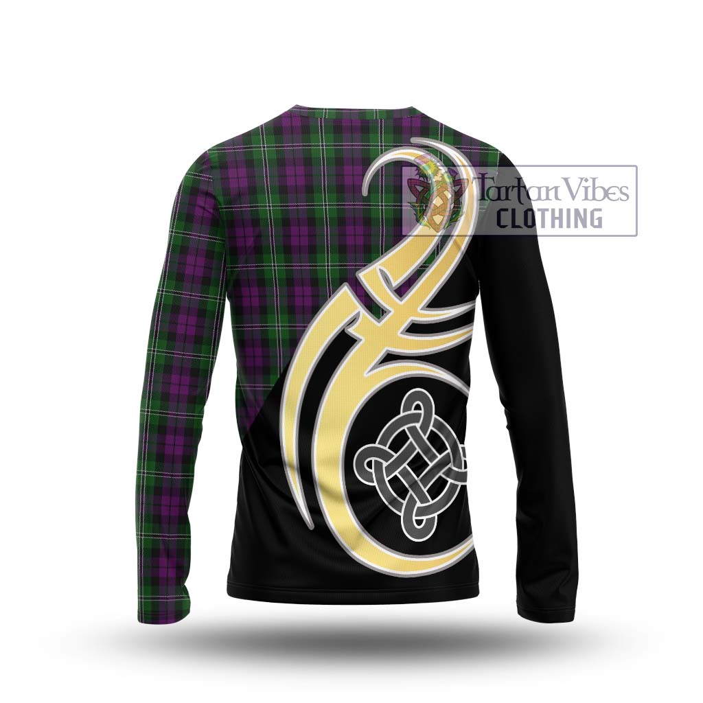 Wilson Tartan Long Sleeve T-Shirt with Family Crest and Celtic Symbol Style - Tartan Vibes Clothing