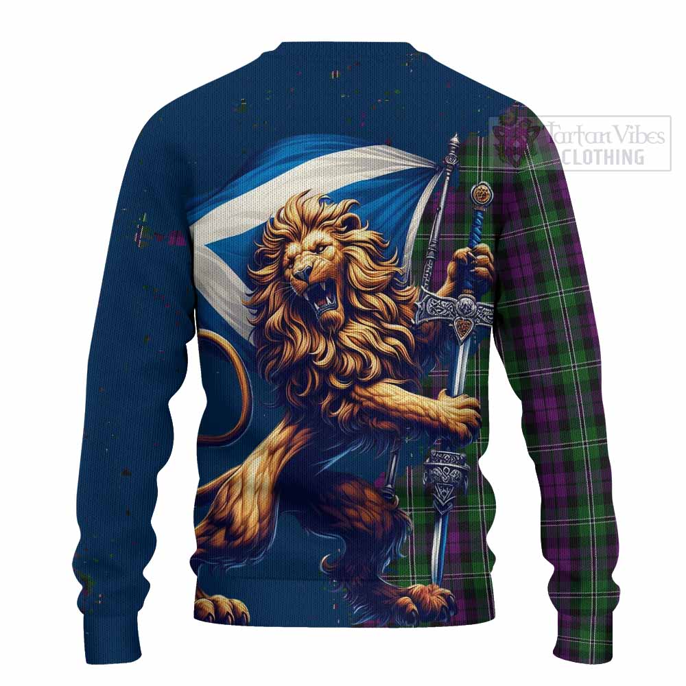 Tartan Vibes Clothing Wilson Tartan Family Crest Knitted Sweater with Scottish Majestic Lion