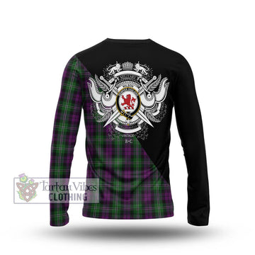 Wilson Tartan Long Sleeve T-Shirt with Family Crest and Military Logo Style - Tartanvibesclothing Shop