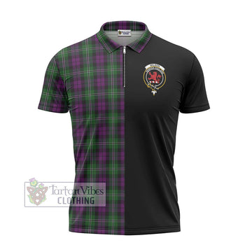 Wilson Tartan Zipper Polo Shirt with Family Crest and Half Of Me Style - Tartanvibesclothing Shop