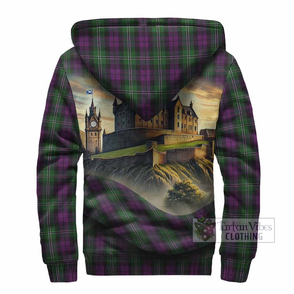 Tartan Vibes Clothing Wilson Tartan Family Crest Sherpa Hoodie with Scottish Ancient Castle Style