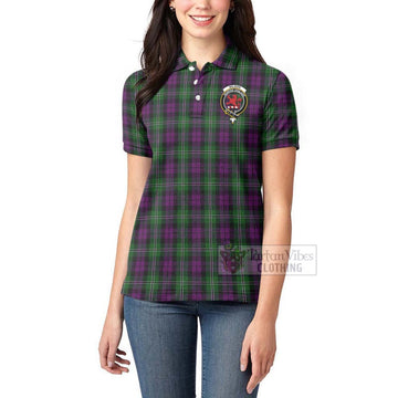 Tartan Vibes Clothing Wilson Tartan Women's Polo Shirt with Family Crest Celtic Skull Style