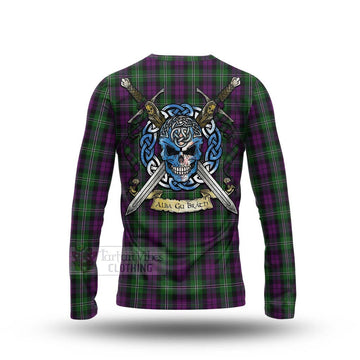 Tartan Vibes Clothing Wilson Tartan Long Sleeve T-Shirt with Family Crest Celtic Skull Style