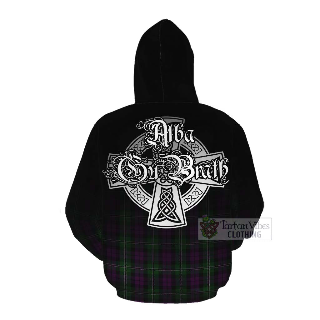 Tartan Vibes Clothing Wilson Tartan Cotton Hoodie Featuring Alba Gu Brath Family Crest Celtic Inspired