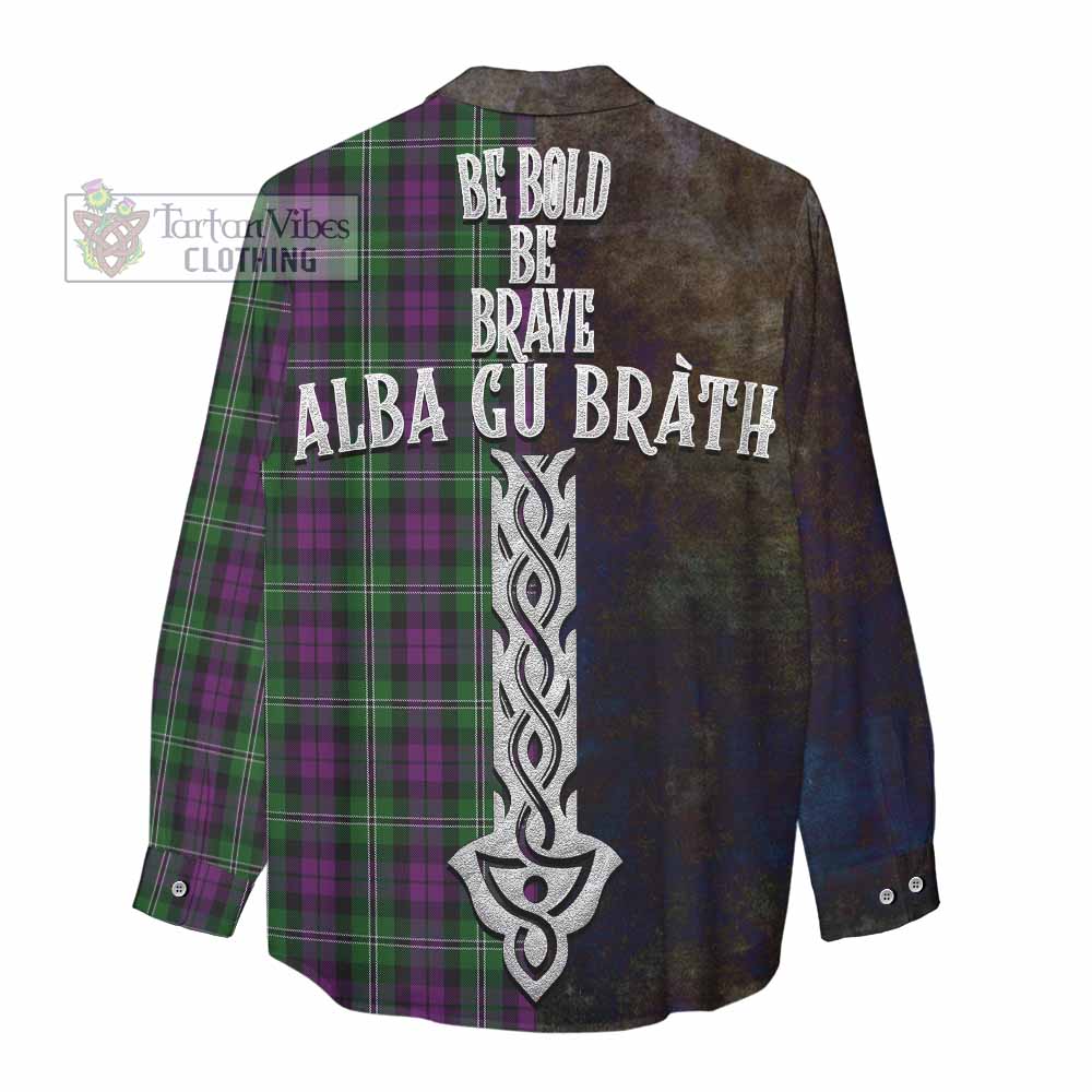 Tartan Vibes Clothing Wilson Tartan Family Crest Women's Casual Shirt Alba Gu Brath Be Brave Lion Ancient Style