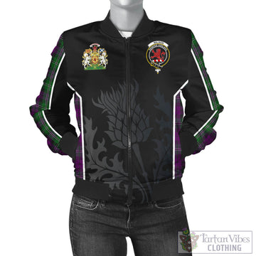 Tartan Vibes Clothing Wilson Tartan Bomber Jacket with Family Crest and Scottish Thistle Vibes Sport Style