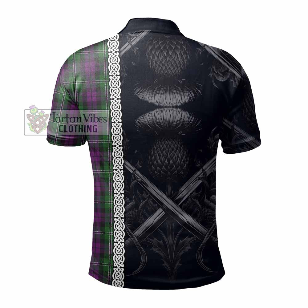 Tartan Vibes Clothing Wilson Tartan Polo Shirt with Family Crest Cross Sword Thistle Celtic Vibes