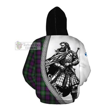 Tartan Vibes Clothing Wilson Tartan Clan Crest Cotton Hoodie with Highlander Warrior Celtic Style