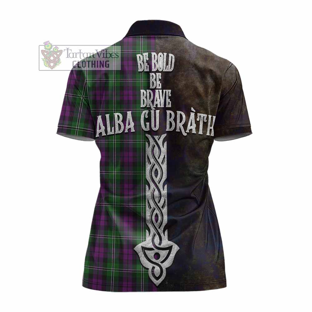 Tartan Vibes Clothing Wilson Tartan Family Crest Women's Polo Shirt Alba Gu Brath Be Brave Lion Ancient Style