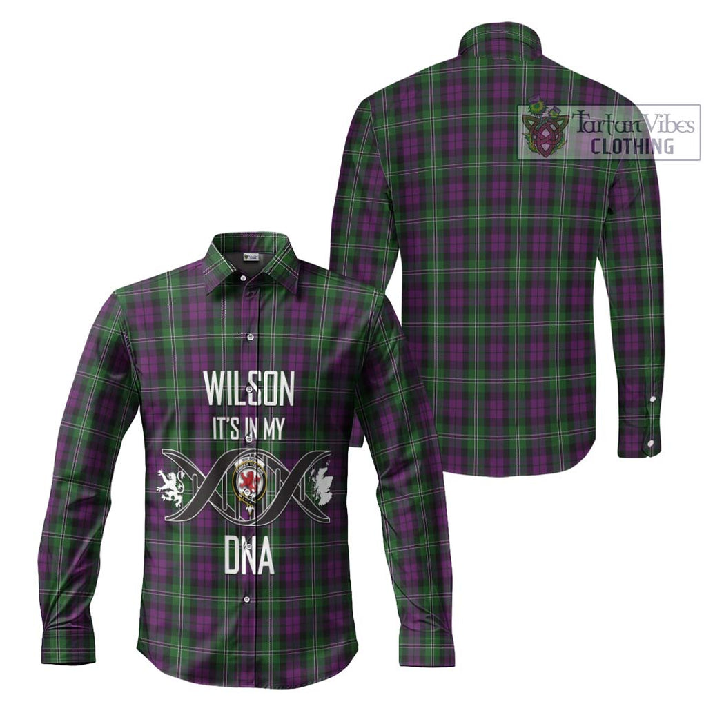 Wilson Tartan Long Sleeve Button Shirt with Family Crest DNA In Me Style Men's Shirt - Tartanvibesclothing Shop