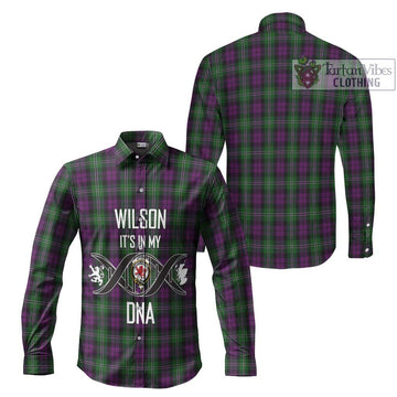 Wilson Tartan Long Sleeve Button Shirt with Family Crest DNA In Me Style Men's Shirt - Tartanvibesclothing Shop