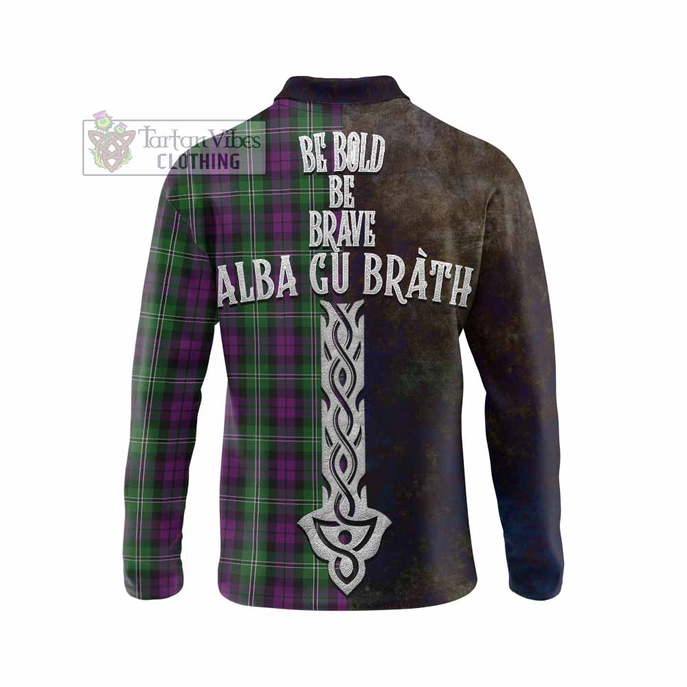 Tartan Vibes Clothing Wilson Tartan Family Crest Long Sleeve Polo Shirt Alba Gu Brath Be Brave Lion Ancient Style