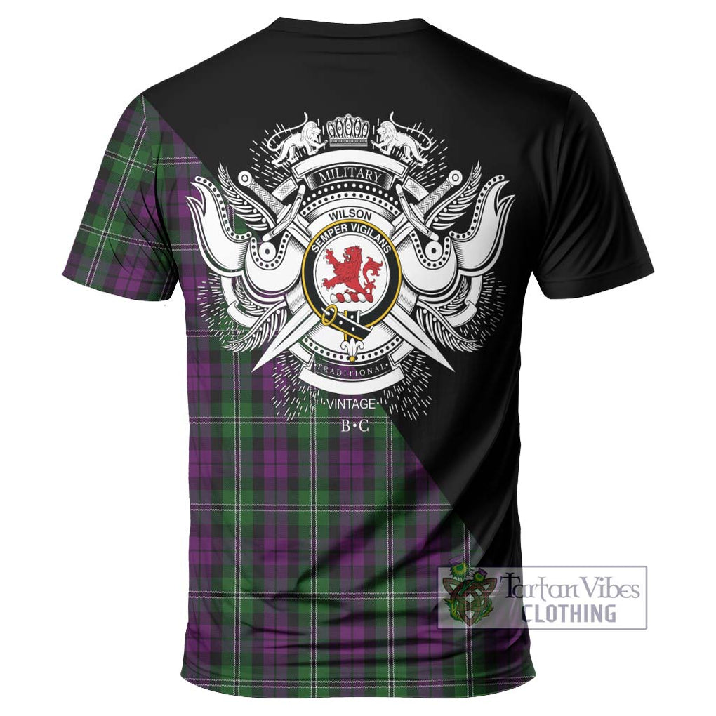 Wilson Tartan T-Shirt with Family Crest and Military Logo Style - Tartanvibesclothing Shop