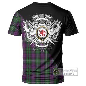 Wilson Tartan T-Shirt with Family Crest and Military Logo Style - Tartanvibesclothing Shop