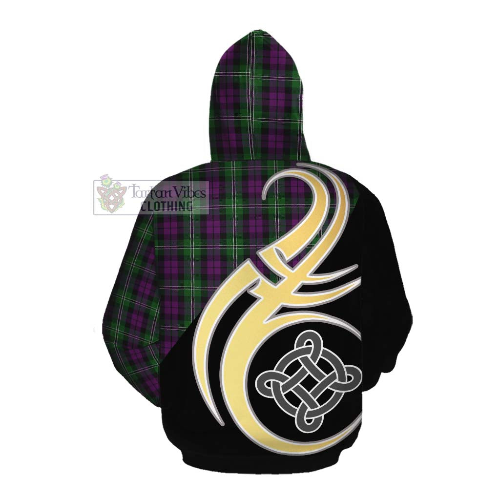 Tartan Vibes Clothing Wilson Tartan Cotton Hoodie with Family Crest and Celtic Symbol Style