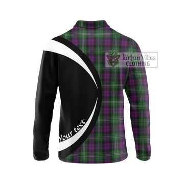 Wilson Tartan Long Sleeve Polo Shirt with Family Crest Circle Style - Tartan Vibes Clothing