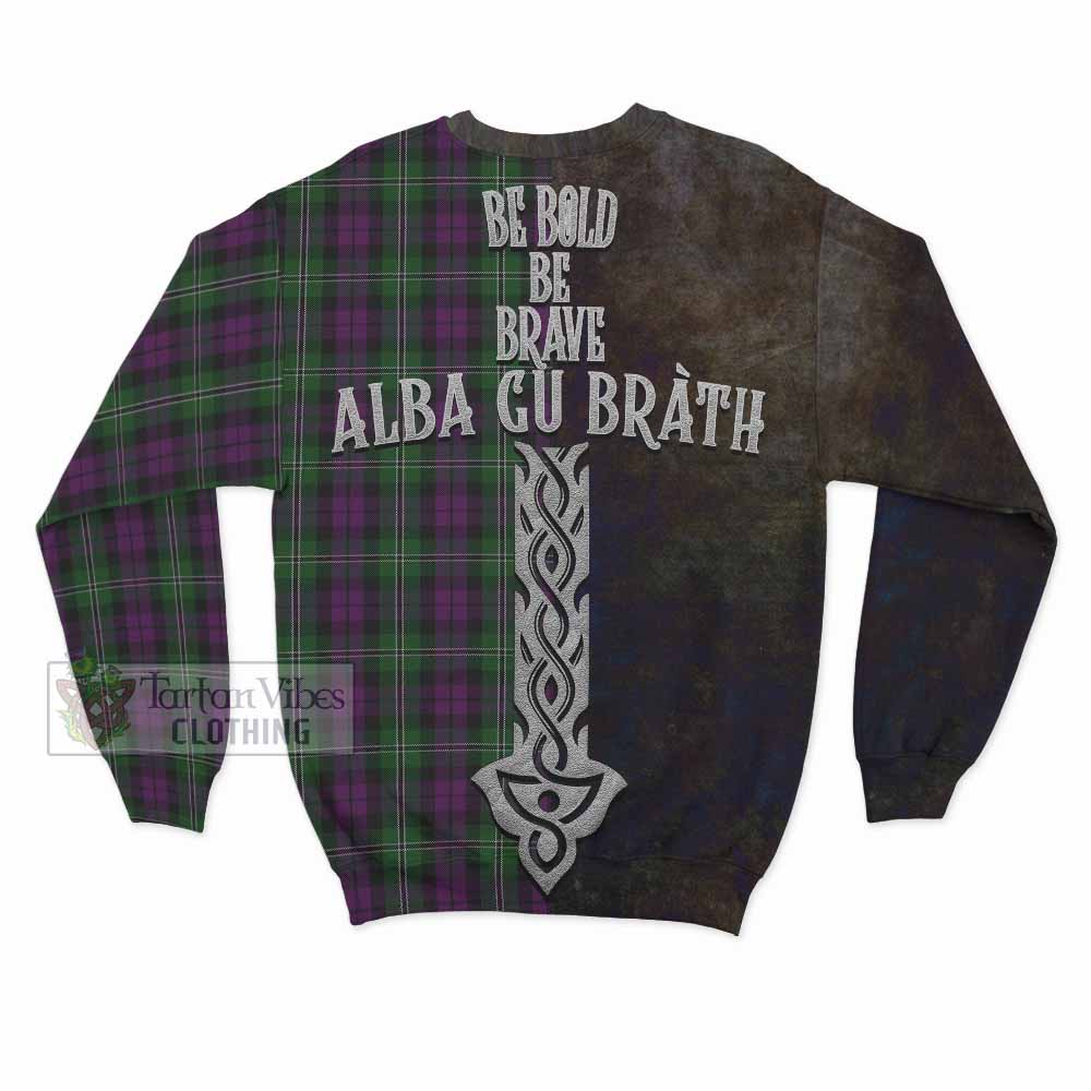 Tartan Vibes Clothing Wilson Tartan Family Crest Sweatshirt Alba Gu Brath Be Brave Lion Ancient Style