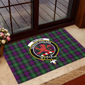 Wilson Tartan Rubber Doormat with Family Crest