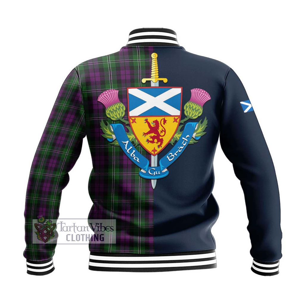 Tartan Vibes Clothing Wilson Tartan Baseball Jacket with Scottish Lion Royal Arm Half Style